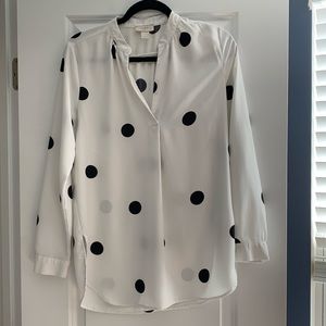 Loft Outlet black and white polka dot top